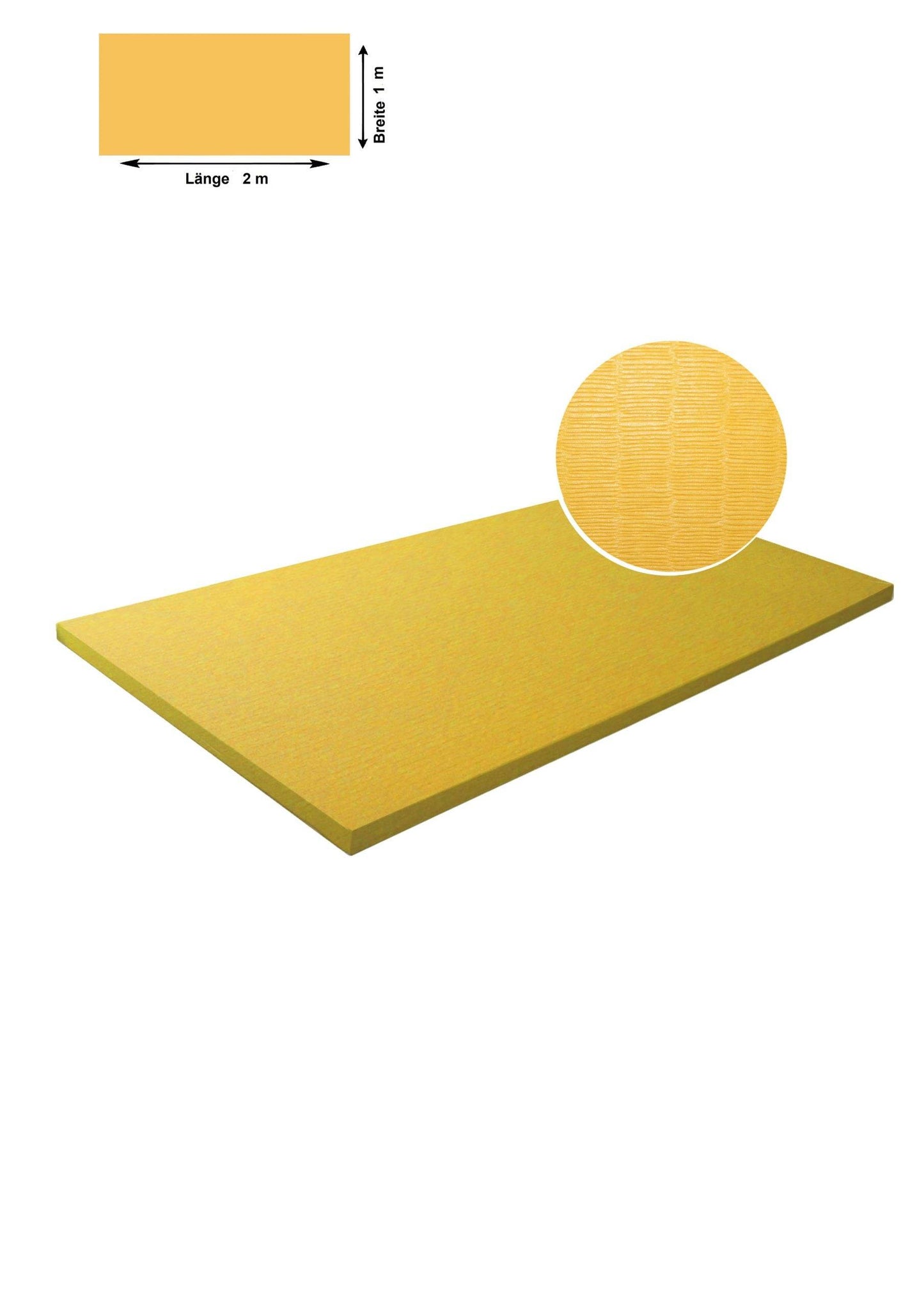 Tatami Judomatte in Gelb mit Maßangabe 2x1 Meter. Kampfsportmatte günstig kaufen für professionelle Trainingsflächen.