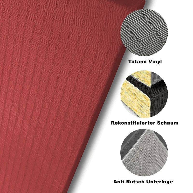 Tatami Judomatte mit Aufbau aus Vinyl, Schaumstoff und Anti-Rutsch-Schicht. Robuste Bodenmatte für Kampfsport günstig kaufen.