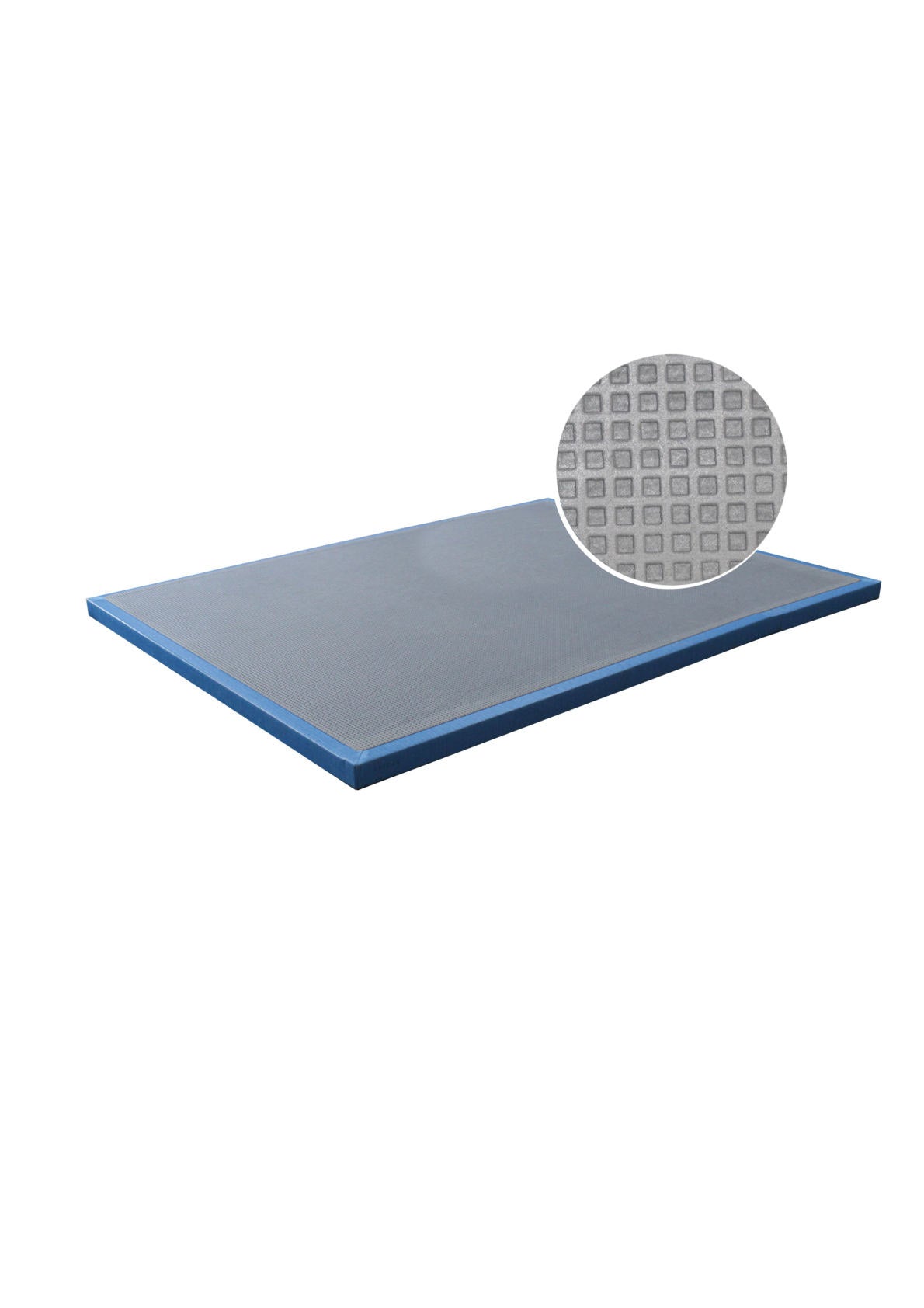 Tatami Kampfsportmatte mit grauer Unterseite und blauer Oberseite. Rutschfeste Bodenmatte für Judo, MMA oder Taekwondo.