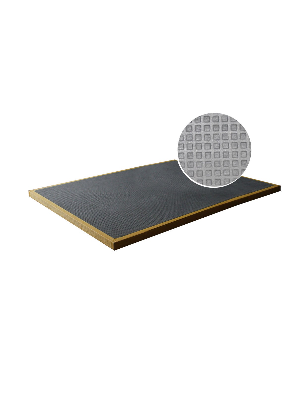 Tatami Kampfsportmatte mit schwarzer Unterseite und gelber Oberseite. Rutschfeste Bodenmatte für Judo, MMA oder Taekwondo.