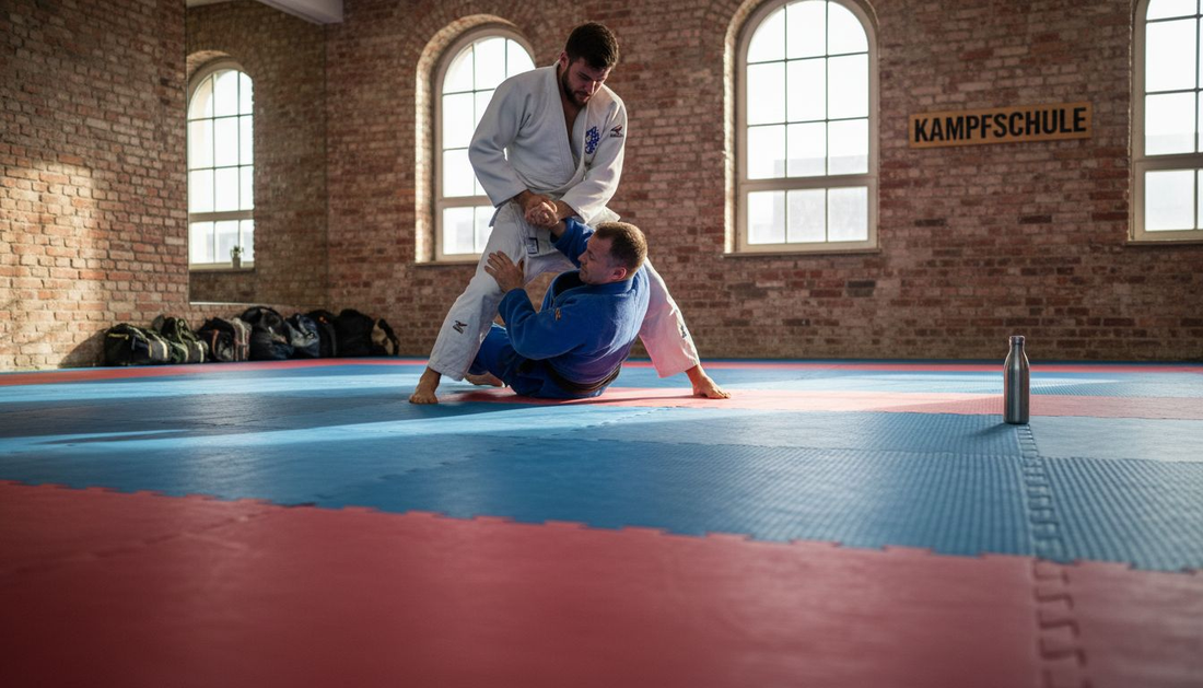 Kampfsportler beim Training auf Turnmatten