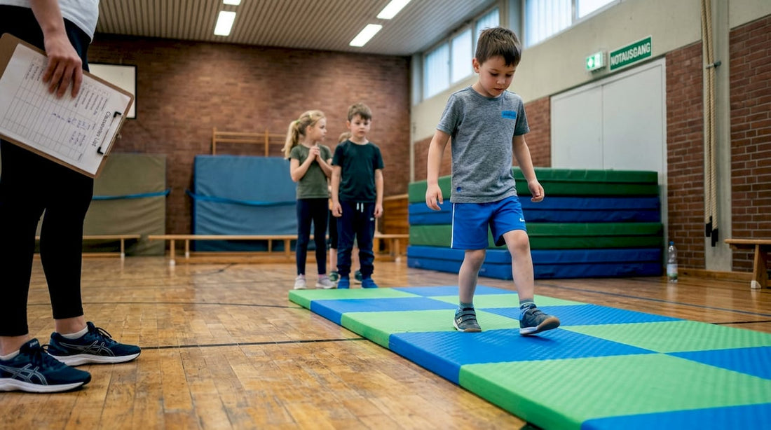 Children using mats for safe gym practice