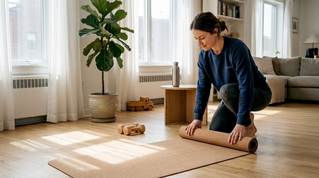 Ganz entspannt die Kork-Trainingsmatte ausrollen