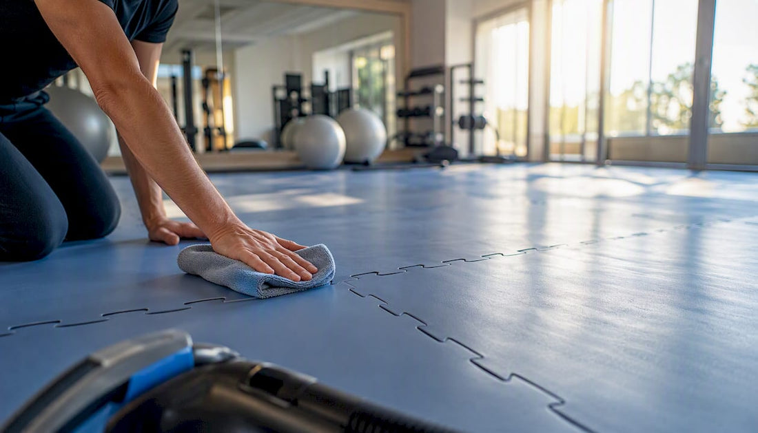 Händische Reinigung einer allergikerfreundlichen Fitnessmatte