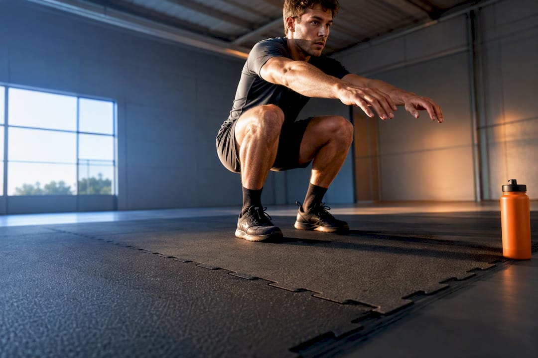 Sportler trainieren auf einer modularen Matte