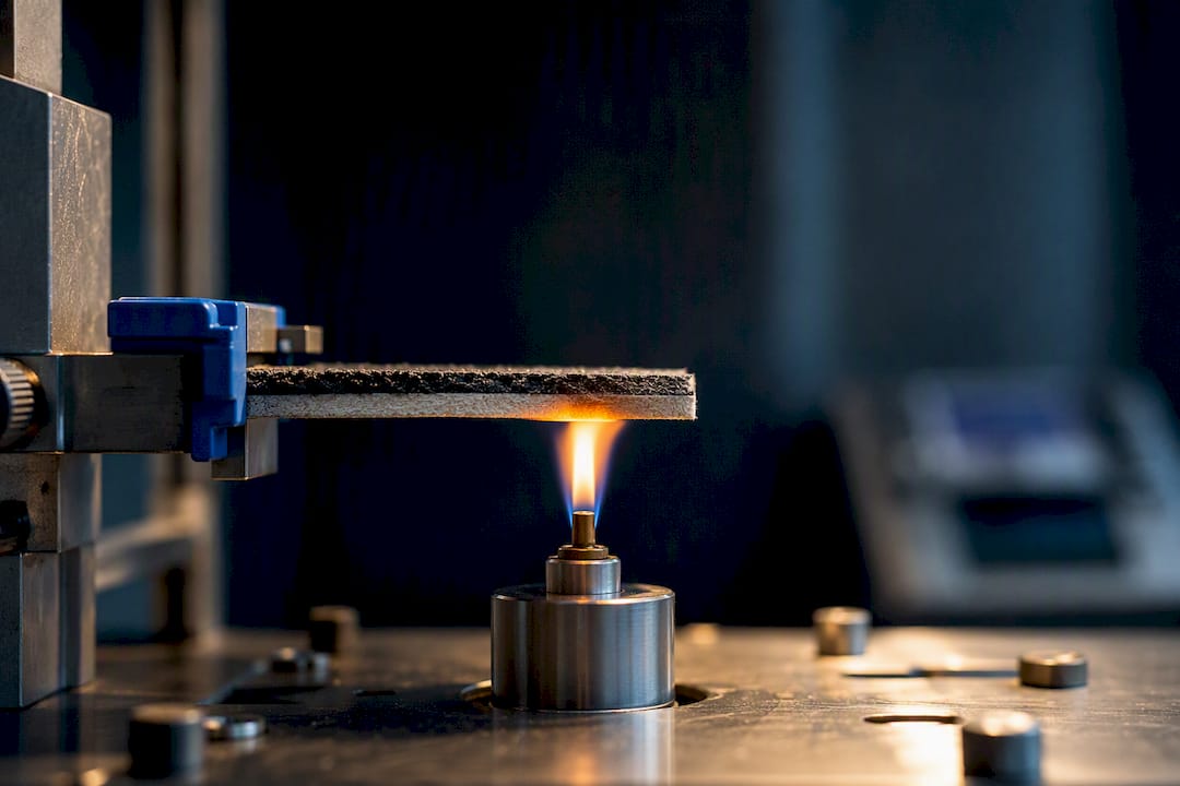 Materialprobe bei standardisierter Brandprüfung