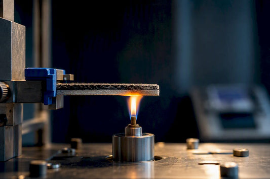 Materialprobe bei standardisierter Brandprüfung