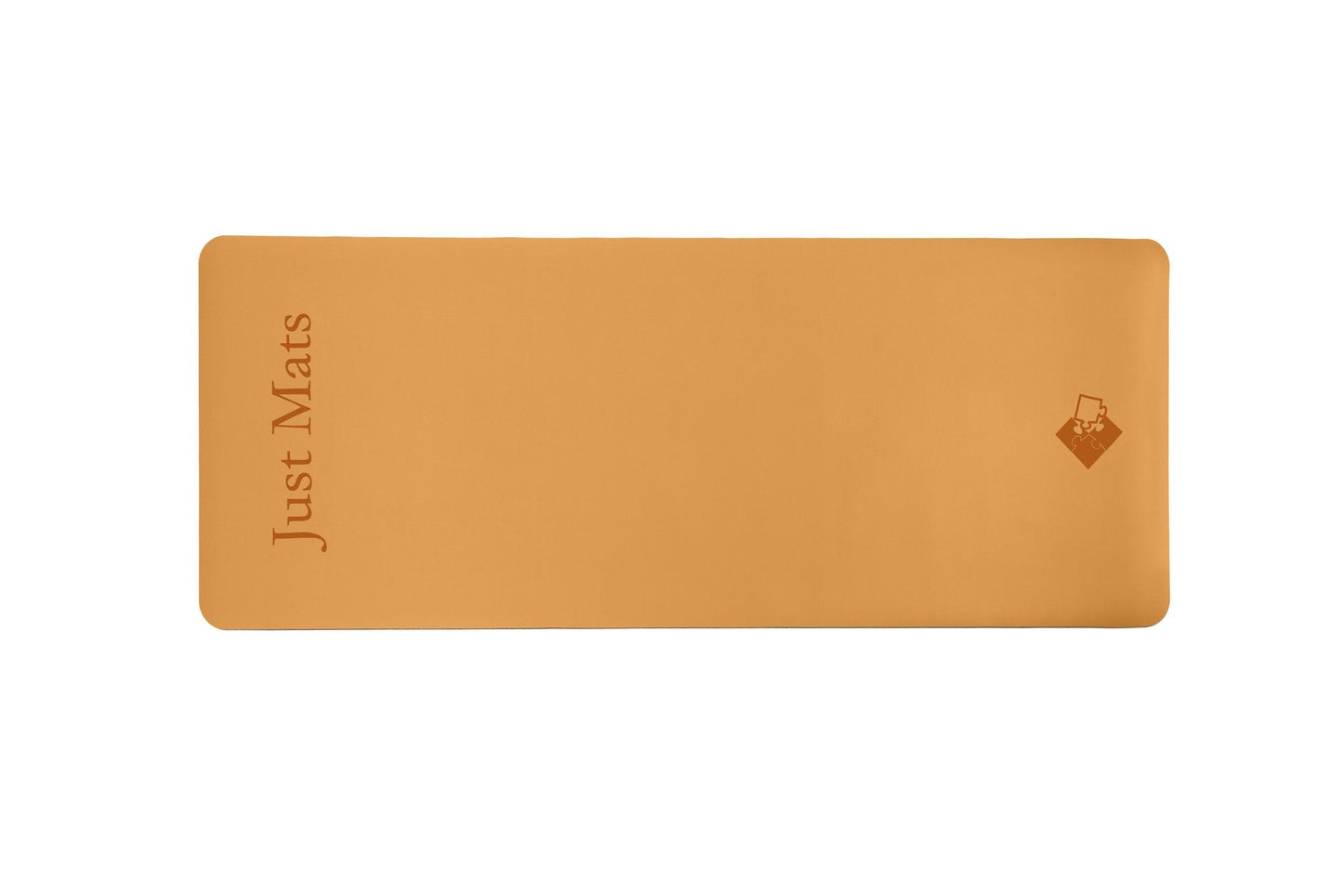 Minimalistische Yogamatte PUREFLOW PRO aus Naturkautschuk und kratzfestem PU-Leder in warmem Orange.