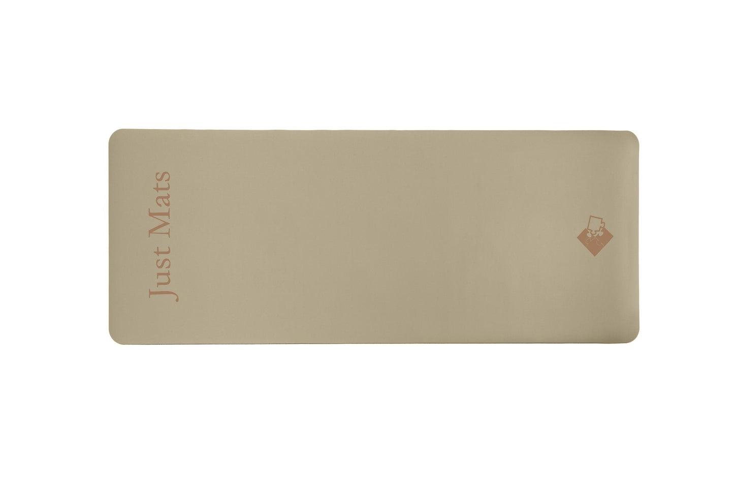 Minimalistische Yogamatte PUREFLOW PRO aus Naturkautschuk und PU-Leder in Beige mit kratzfester Oberfläche.