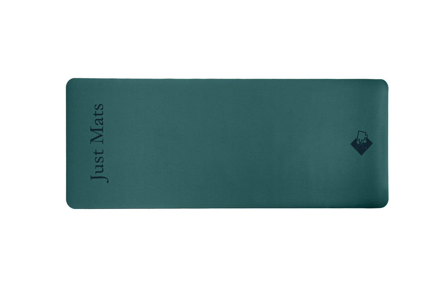 Minimalistische Yogamatte PUREFLOW PRO aus Naturkautschuk und PU-Leder in Dunkelgrün mit kratzfester Oberfläche.