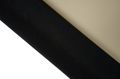 Rutschfeste Yogamatte PUREFLOW PRO aus Naturkautschuk und kratzfestem PU-Leder in Schwarz und Beige.