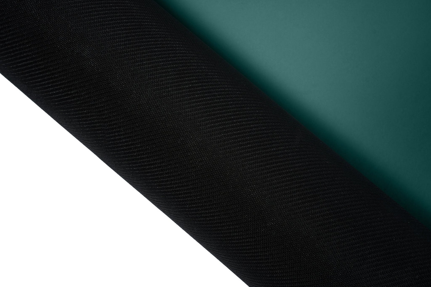 Rutschfeste Yogamatte PUREFLOW PRO aus Naturkautschuk und kratzfestem PU-Leder in Dunkelgrün und Schwarz.