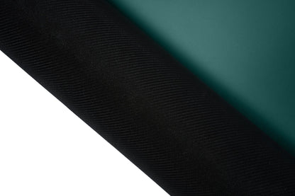 Rutschfeste Yogamatte PUREFLOW PRO aus Naturkautschuk und kratzfestem PU-Leder in Dunkelgrün und Schwarz.