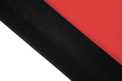 Yogamatte PUREFLOW PRO aus Naturkautschuk und kratzfestem PU-Leder in Schwarz und Rot, ideal für Haustierbesitzer.