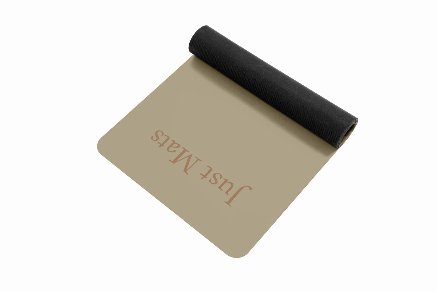 Minimalistische Yogamatte PUREFLOW PRO aus Naturkautschuk und kratzfestem PU-Leder in Beige und Schwarz.