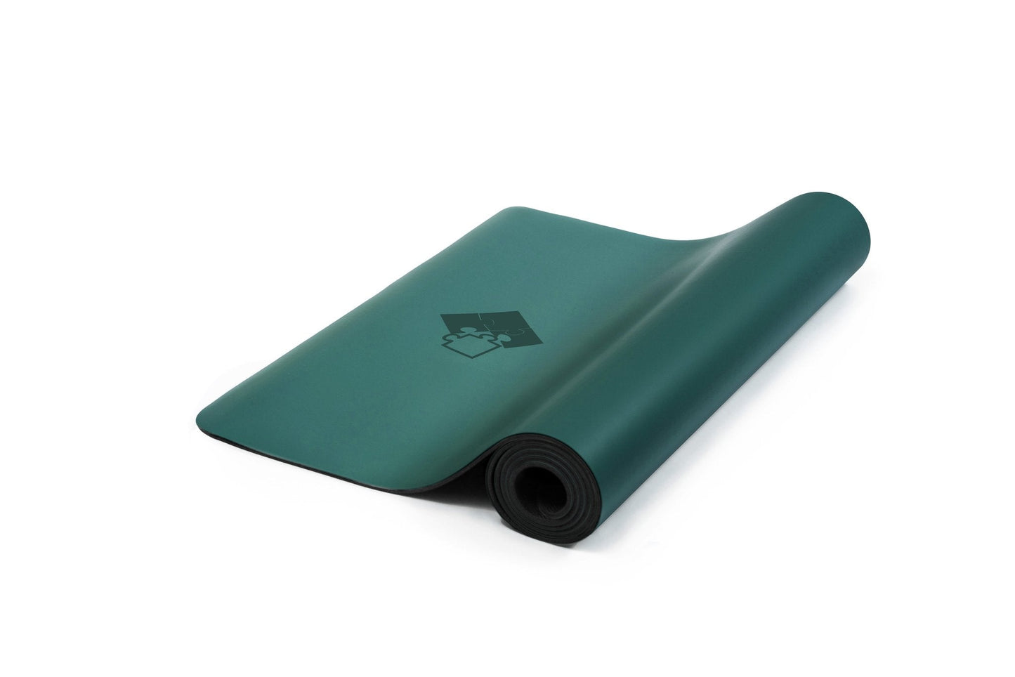 Rutschfeste Yogamatte PUREFLOW PRO aus Naturkautschuk und PU-Leder in Dunkelgrün, ideal für Haustierbesitzer.