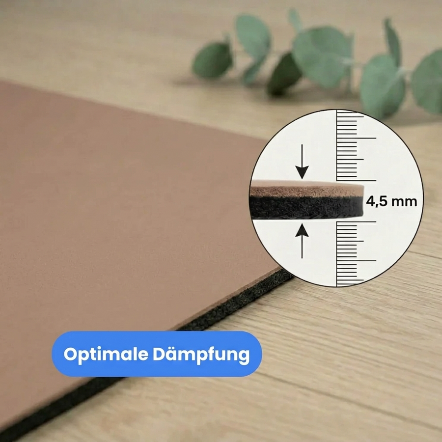 Yogamatte PUREFLOW PRO aus Naturkautschuk und PU-Leder in Braun mit 4,5 mm Dämpfung für optimalen Grip und Haltbarkeit.