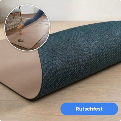 Rutschfeste Yogamatte PUREFLOW PRO aus Naturkautschuk und PU-Leder in Beige und Dunkelgrün, ideal für Haustierbesitzer.