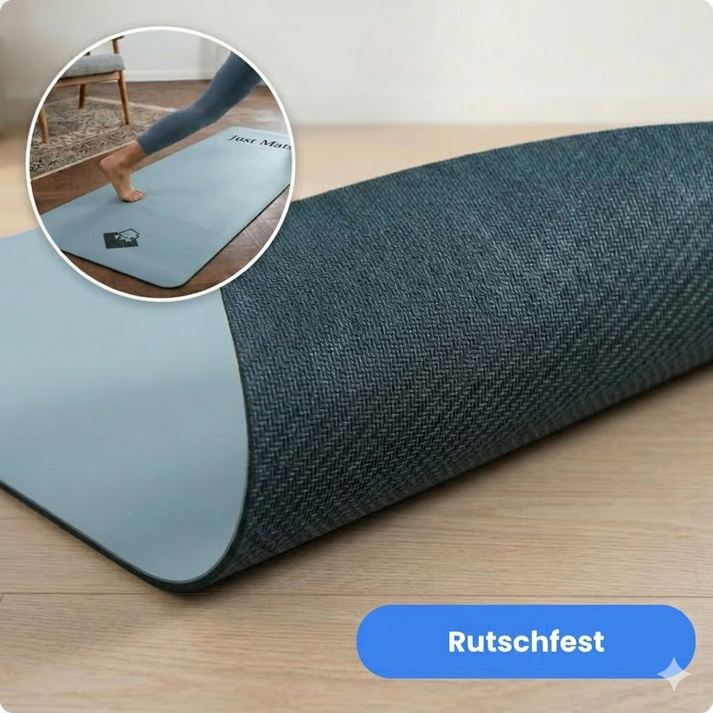 Rutschfeste Yogamatte PUREFLOW PRO aus Naturkautschuk und PU-Leder in Dunkelblau, ideal für täglichen Gebrauch und