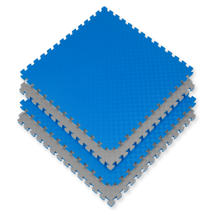 Kampfsport Puzzlematte 100 x 100 cm in Blau und Grau, stapelbar und rutschfest – ideal für Fitness, Yoga und Gymnastik, online kaufen.