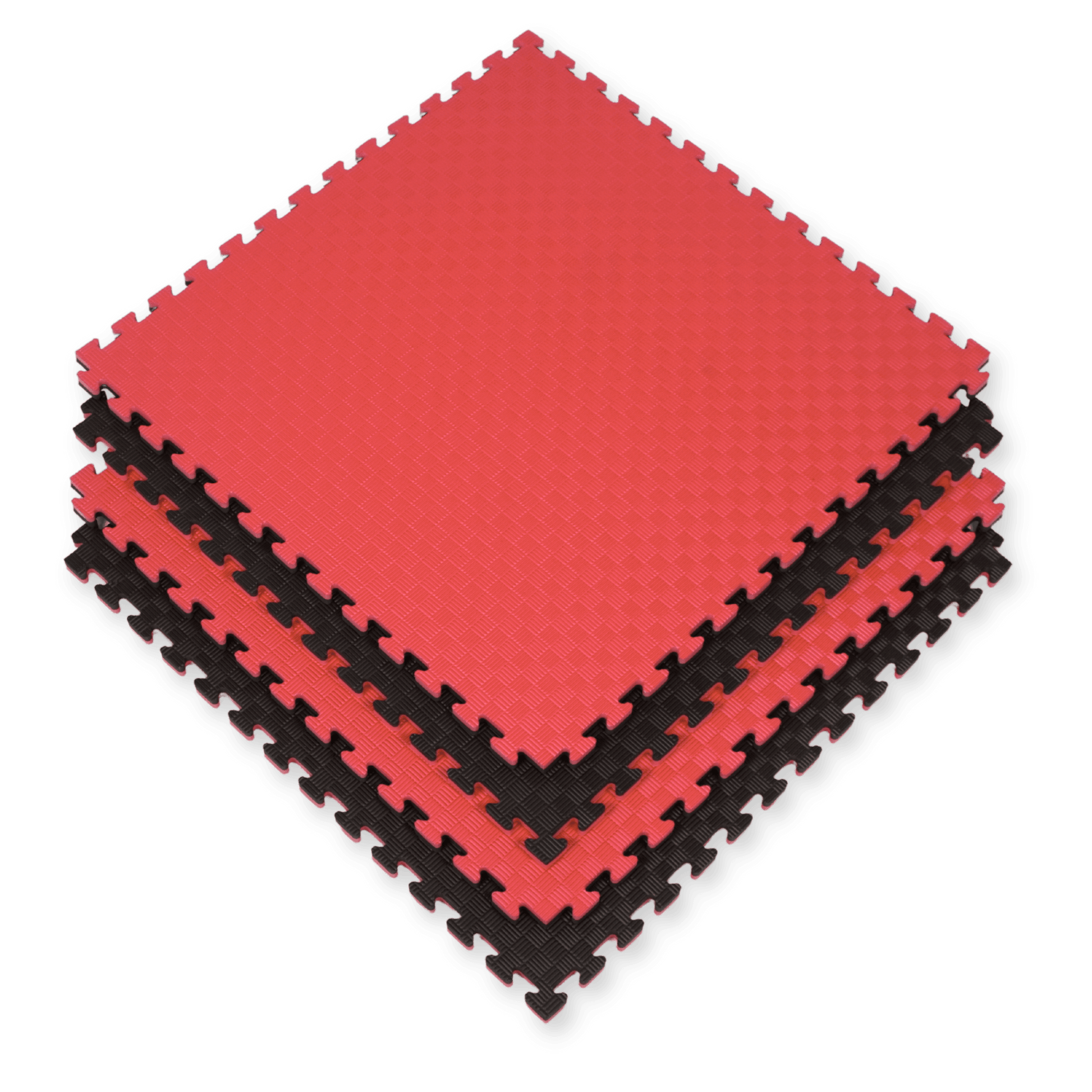 Kampfsport Puzzlematte 100 x 100 cm in Rot-Schwarz mit rutschfester Oberfläche. Ideal für Fitness, Yoga und Bodenschutz im Training.