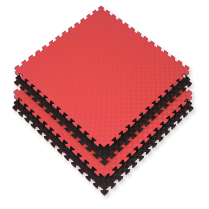 Kampfsport Puzzlematte 100 x 100 cm in Rot-Schwarz mit rutschfester Oberfläche. Ideal für Fitness, Yoga und Bodenschutz im Training.